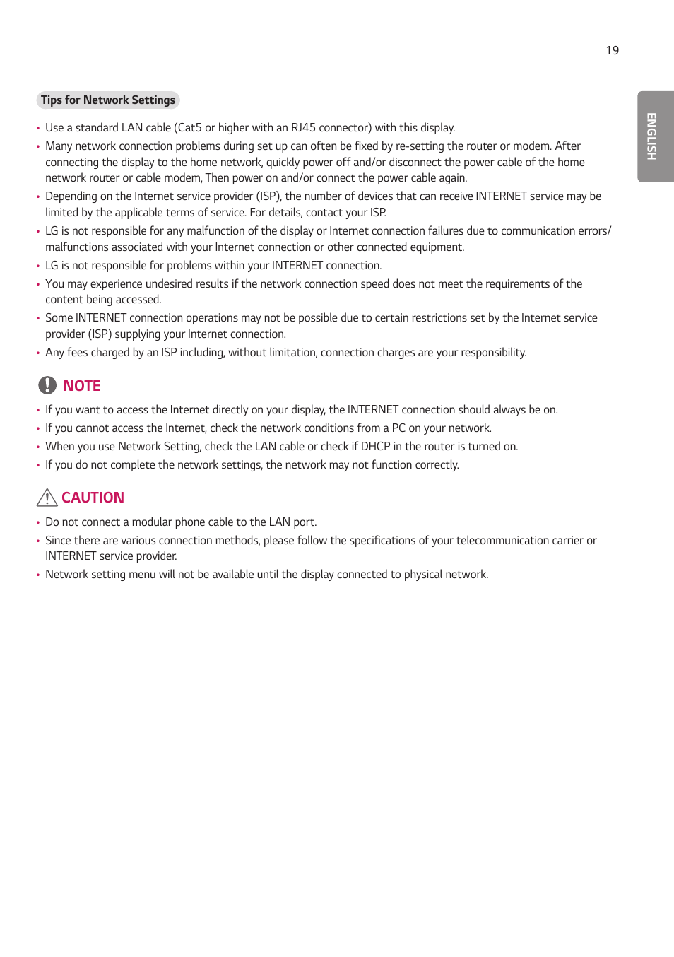 Caution | LG EW5G-V Series 55" Full HD Transparent OLED Signage Display User Manual | Page 53 / 131