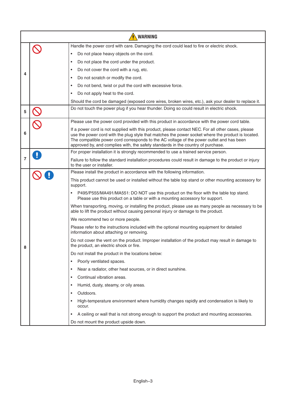 NEC MA Series 43" 4K Commercial Display with Media Player and Raspberry Pi Compute Module 4 SoC User Manual | Page 7 / 113