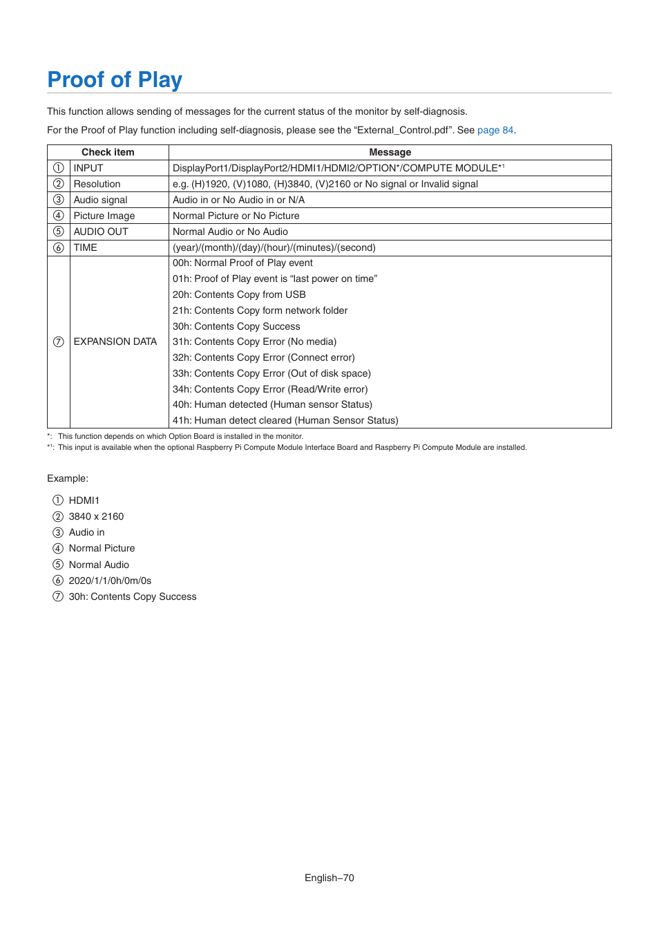 Proof of play | NEC MA Series 43" 4K Commercial Display with Media Player and Raspberry Pi Compute Module 4 SoC User Manual | Page 74 / 113