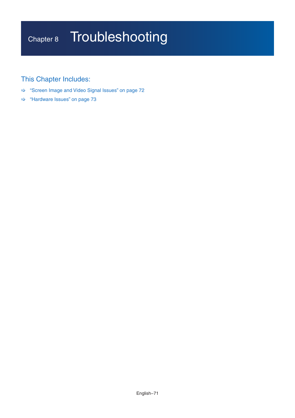 Troubleshooting | NEC MA Series 43" 4K Commercial Display with Media Player and Raspberry Pi Compute Module 4 SoC User Manual | Page 75 / 113