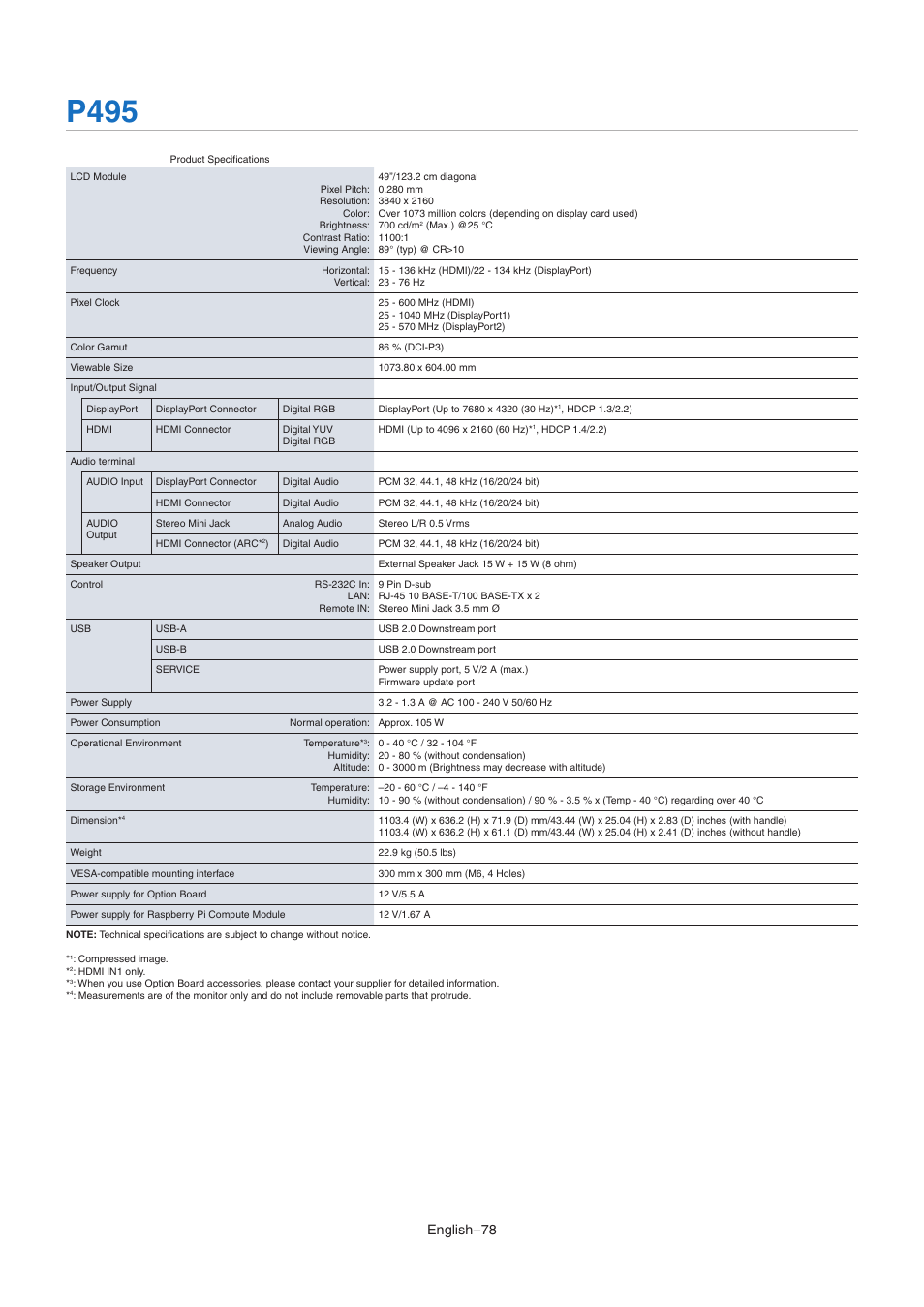 P495, English−78 | NEC MA Series 43" 4K Commercial Display with Media Player and Raspberry Pi Compute Module 4 SoC User Manual | Page 82 / 113