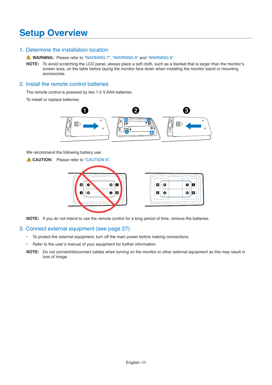 Setup overview | NEC M861 86" UHD 4K HDR Commercial Monitor User Manual | Page 15 / 114