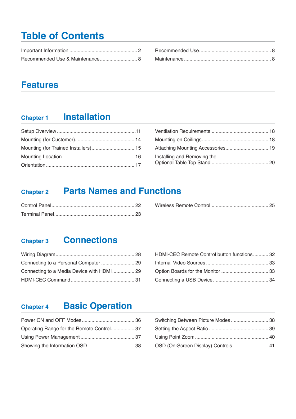 NEC M861 86" UHD 4K HDR Commercial Monitor User Manual | Page 2 / 114