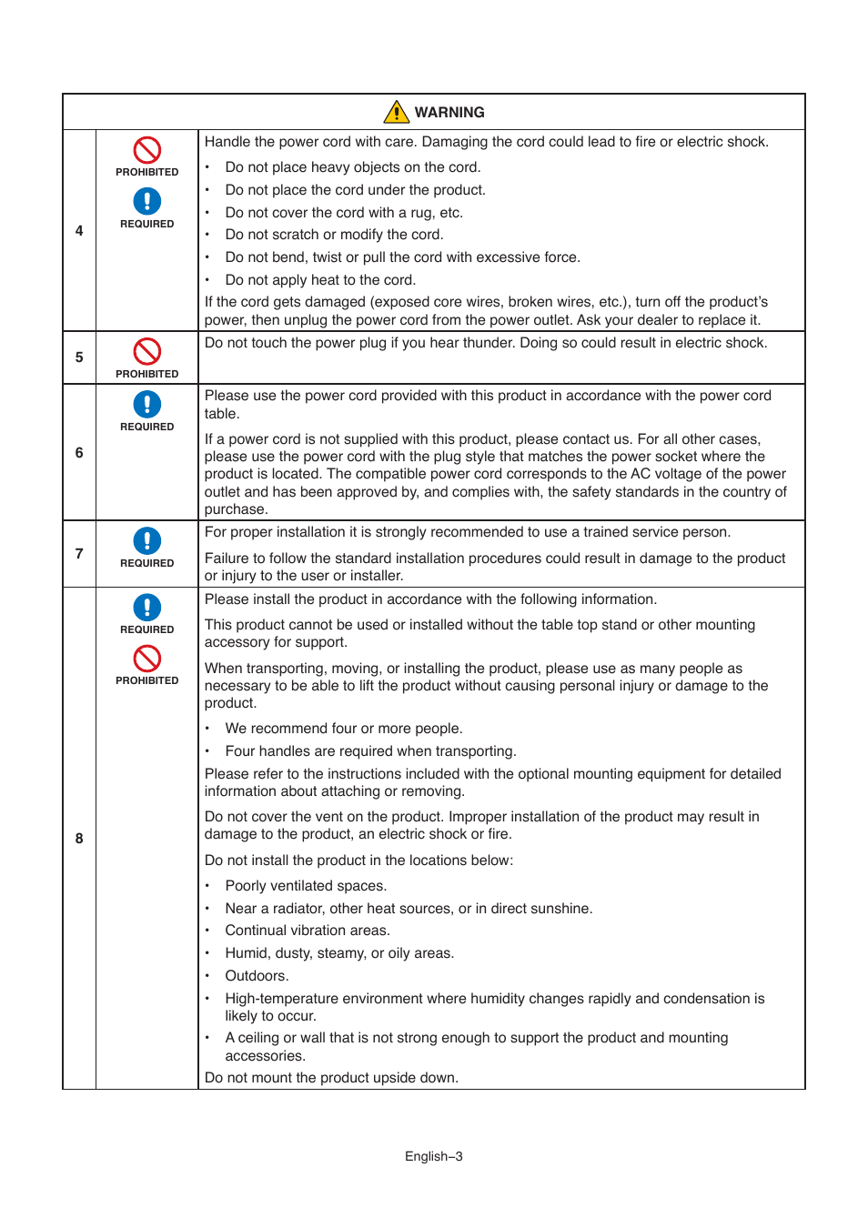 NEC M861 86" UHD 4K HDR Commercial Monitor User Manual | Page 7 / 114