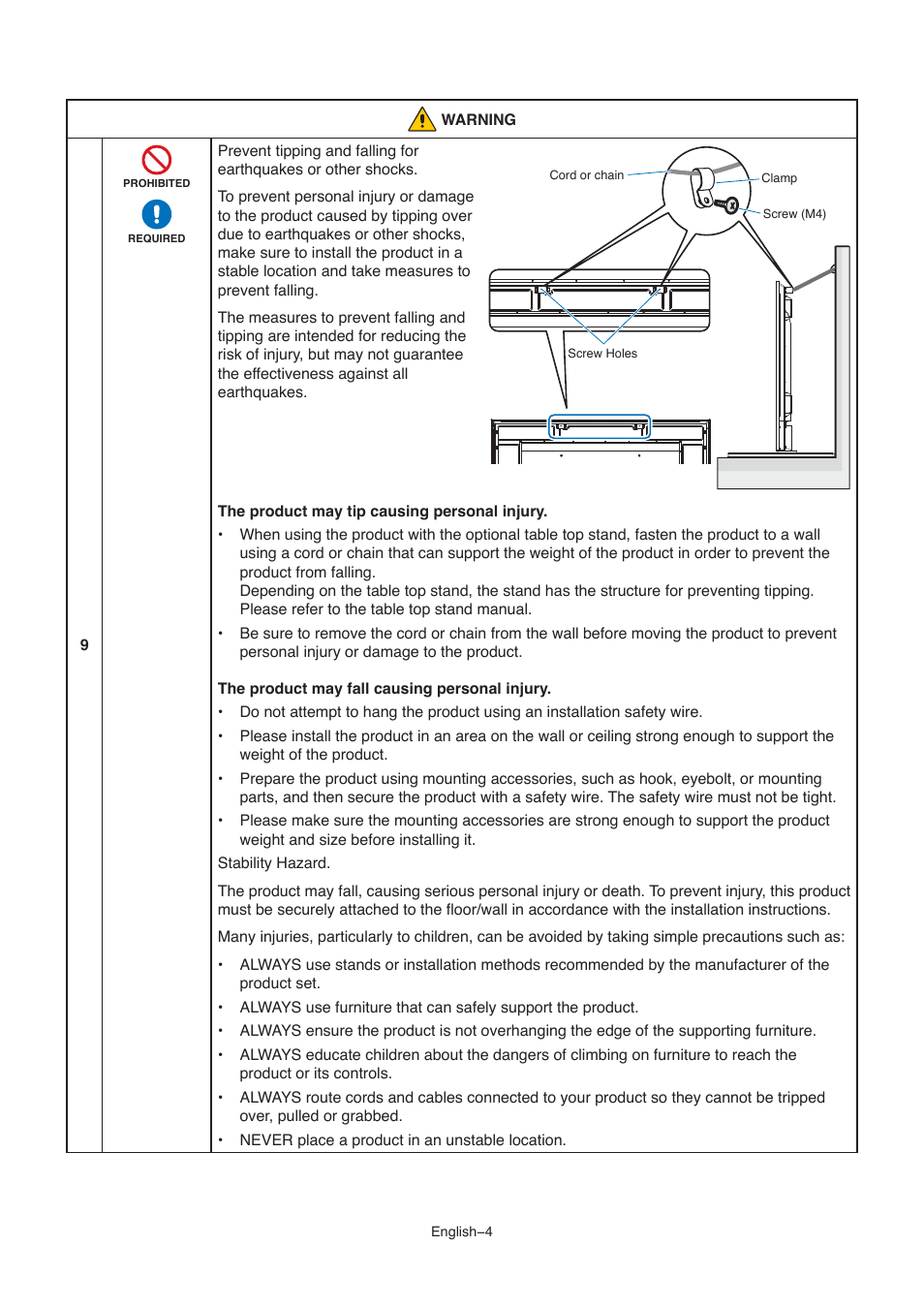 NEC M861 86" UHD 4K HDR Commercial Monitor User Manual | Page 8 / 114