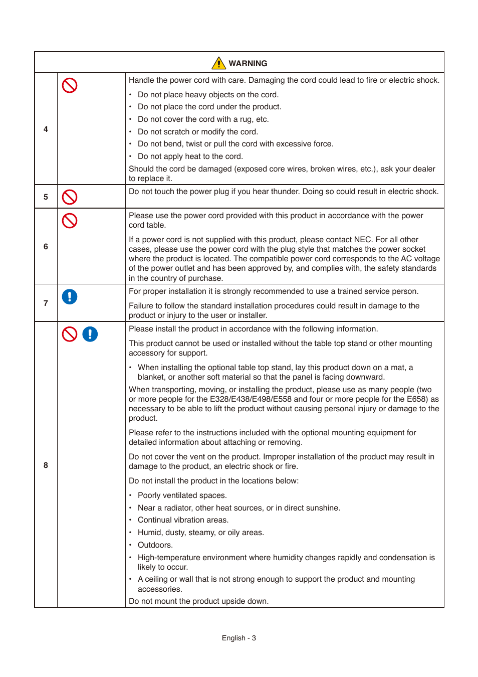 NEC E558 55" Class 4K UHD Commercial LED TV User Manual | Page 6 / 90