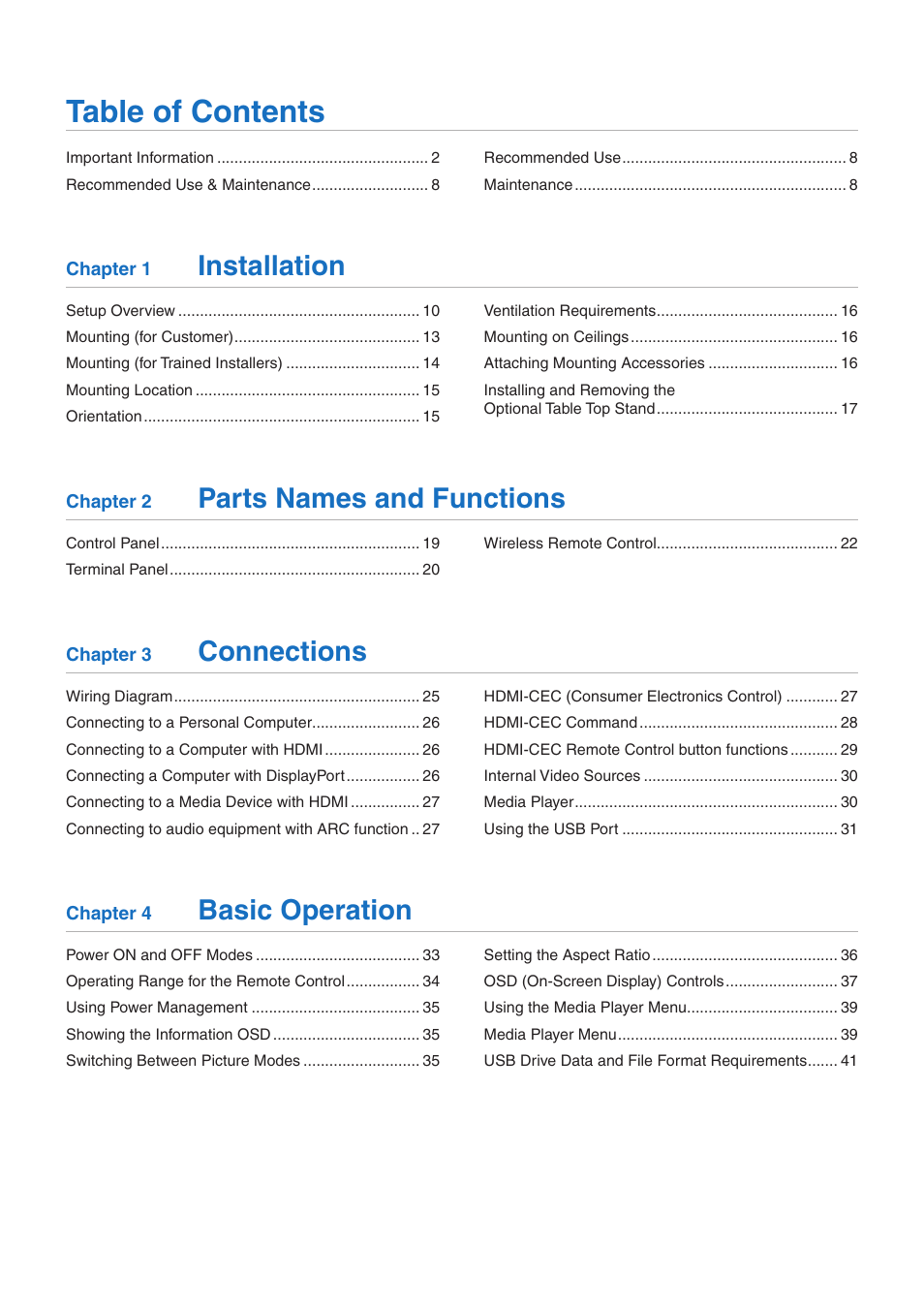 NEC M Series 32" Commercial PCAP Touchscreen Display User Manual | Page 2 / 90
