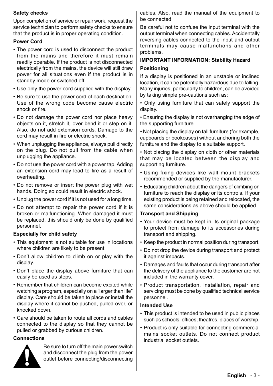Panasonic TH-86CQE1W 86" Class 4K UHD Commercial Monitor User Manual | Page 4 / 31