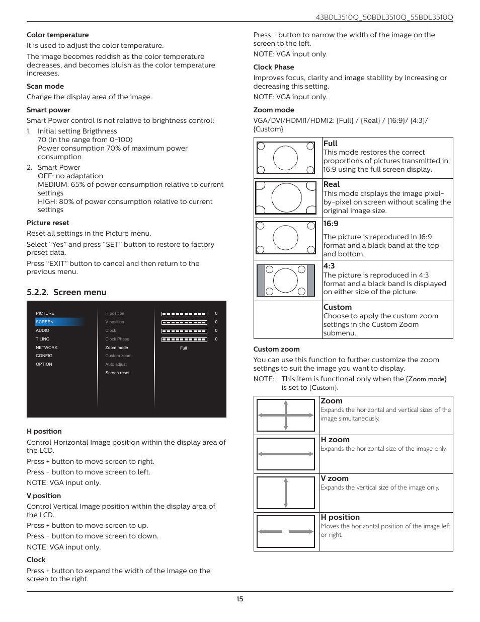 Screen menu | Philips Q-Line 55BDL3510Q 55" 4K IPS Digital Signage Display User Manual | Page 26 / 41