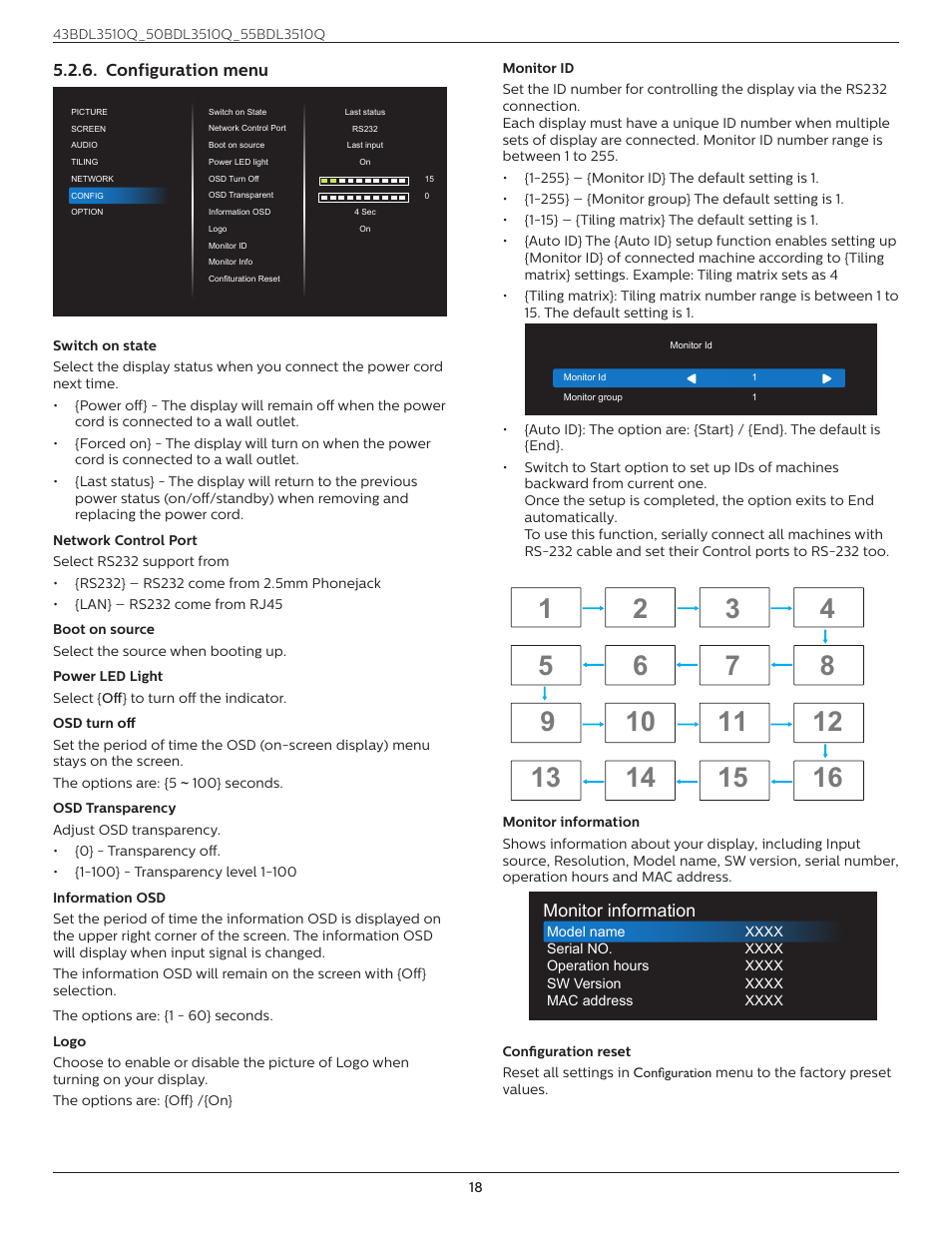 Configuration menu | Philips Q-Line 55BDL3510Q 55" 4K IPS Digital Signage Display User Manual | Page 29 / 41