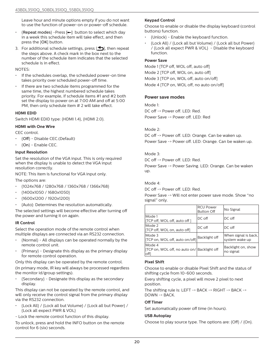 Philips Q-Line 55BDL3510Q 55" 4K IPS Digital Signage Display User Manual | Page 31 / 41