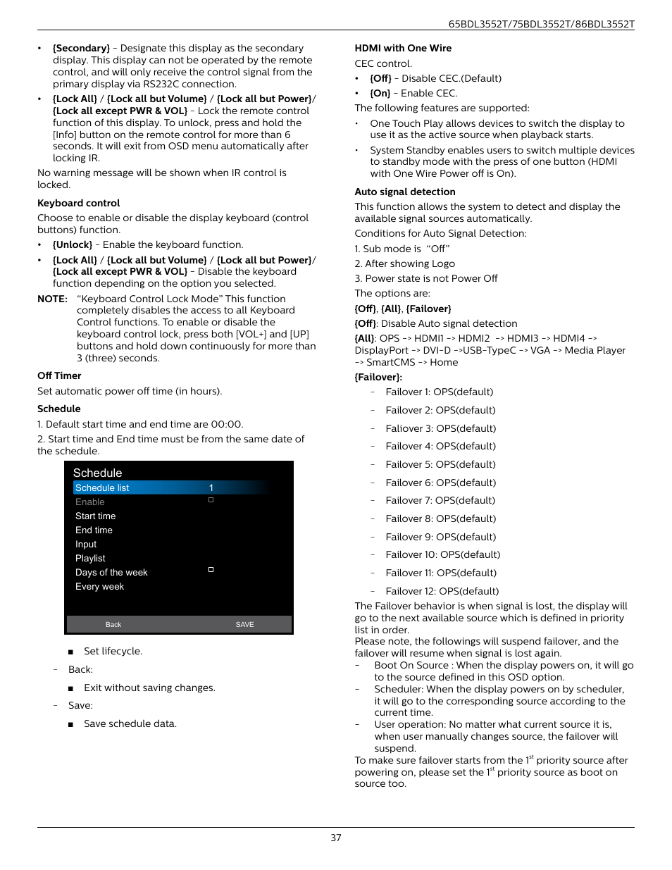 Philips T-Line 65BDL3552T 65" 4K Digital Signage Touchscreen Display User Manual | Page 49 / 63