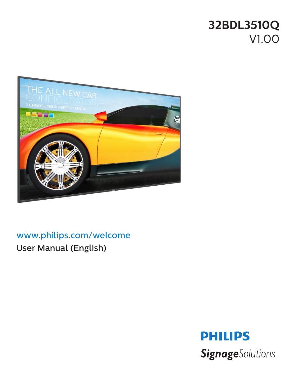 Philips Q-Line 32BDL3510Q 32" Full HD Digital Signage Display User Manual | 39 pages