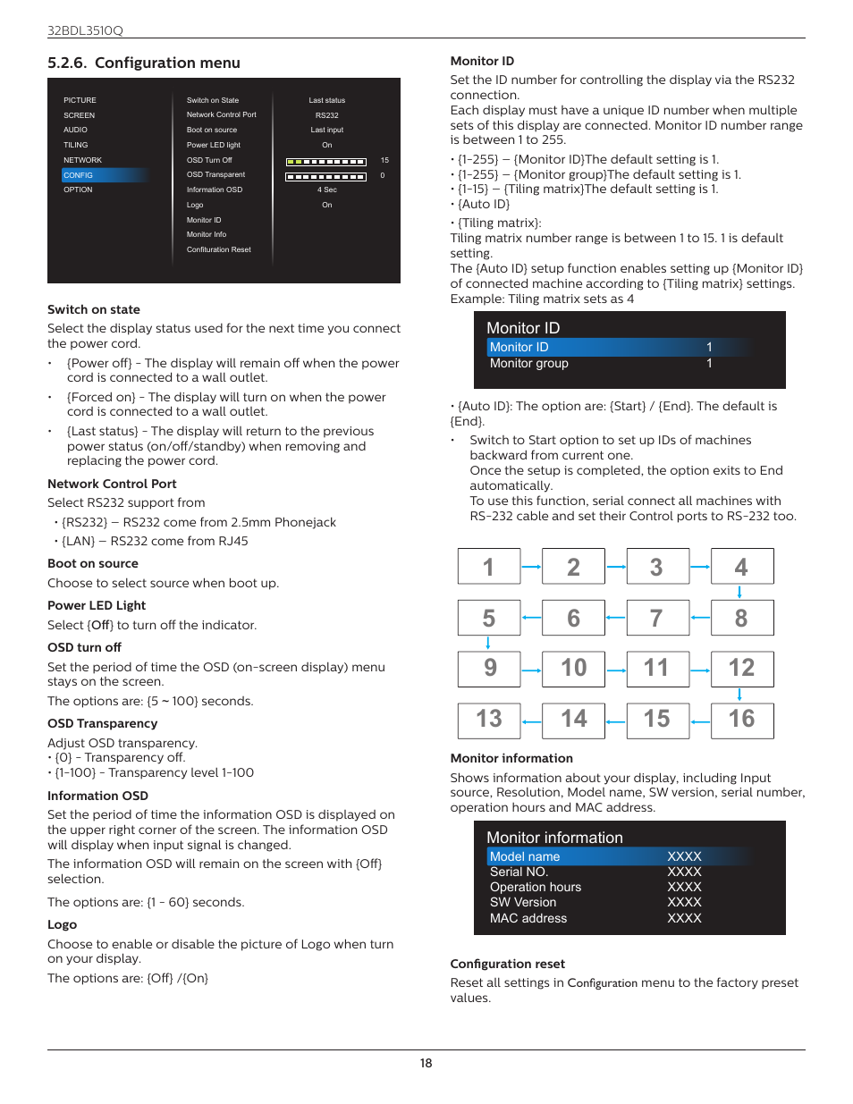 Configuration menu | Philips Q-Line 32BDL3510Q 32" Full HD Digital Signage Display User Manual | Page 27 / 39