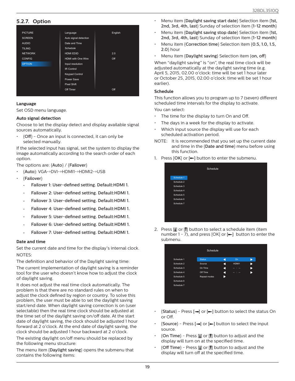 Option | Philips Q-Line 32BDL3510Q 32" Full HD Digital Signage Display User Manual | Page 28 / 39