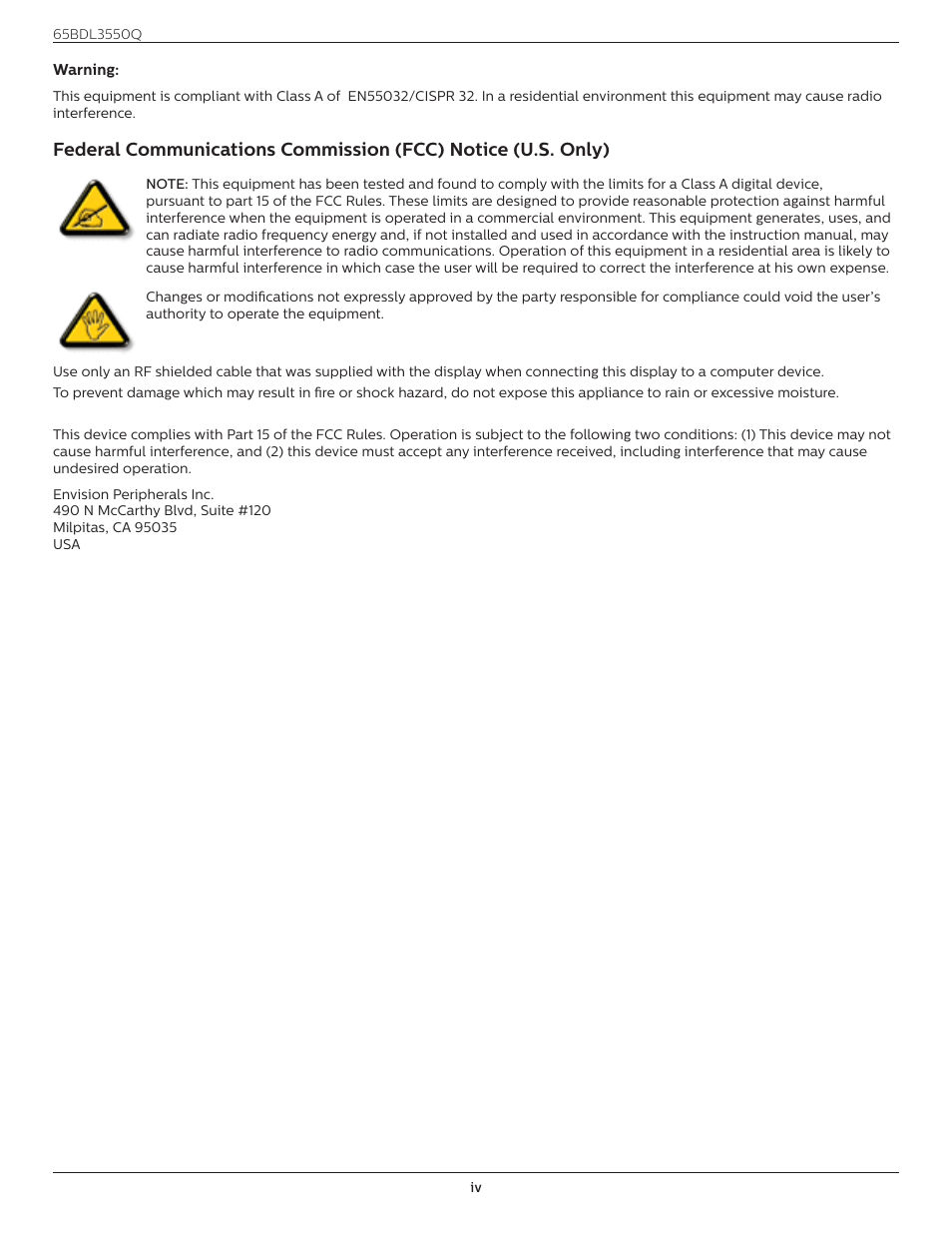 Philips Q-Line 65BDL3550Q 65" 4K IPS Digital Signage Display User Manual | Page 4 / 68