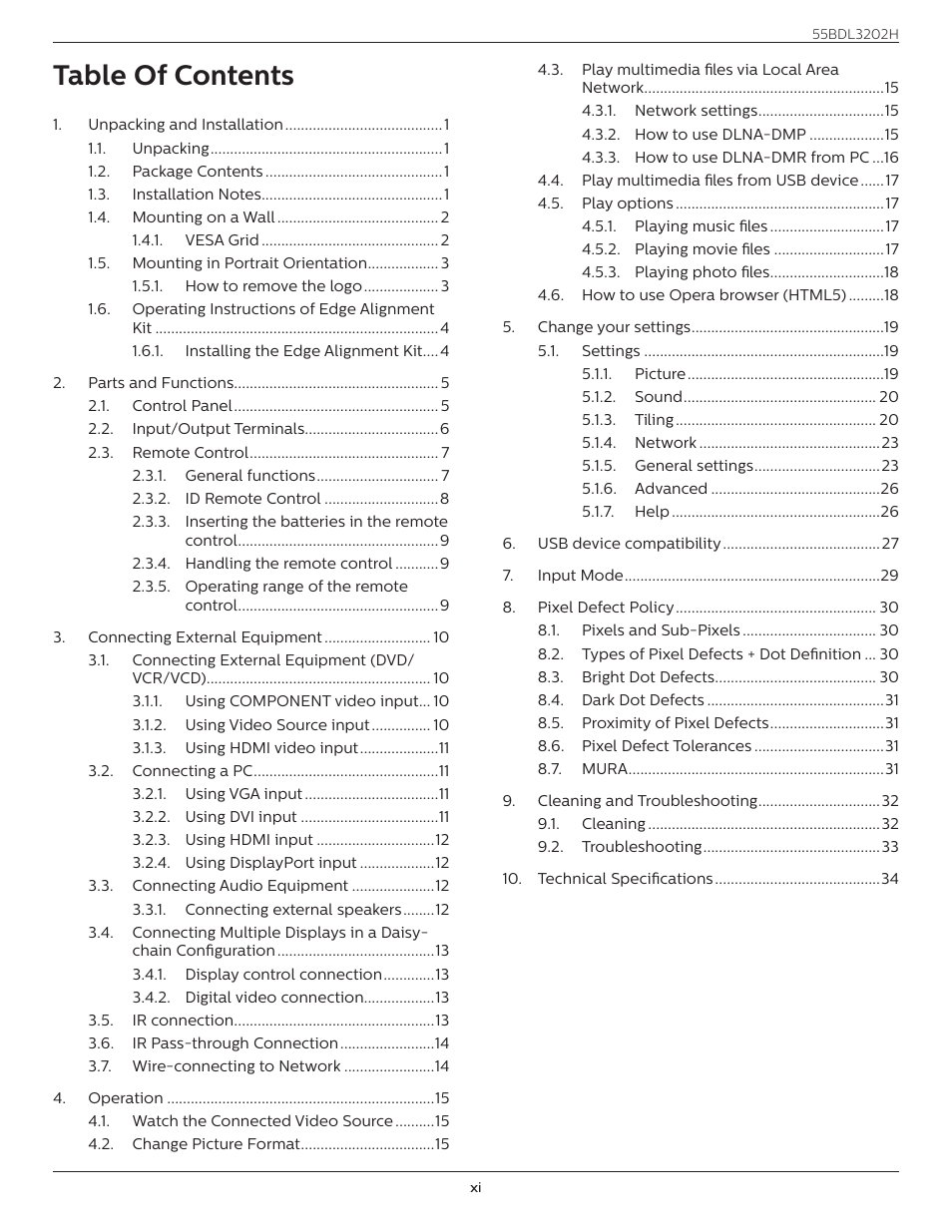 Philips H-Line 55BDL3202H 55" Full HD Digital Signage LED Display User Manual | Page 11 / 47