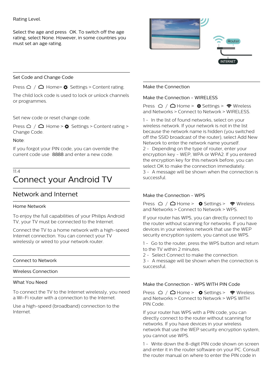 4 - connect your android tv, 4 connect your android tv, Connect your android tv | Network and internet | Philips 70" B-Line 70BFL2114 4K UHD Digital Signage Display User Manual | Page 31 / 194