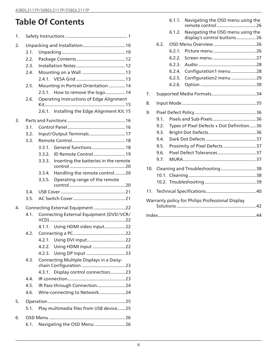 Philips P-Line 43" UHD 4K Digital Signage Display User Manual | Page 2 / 47