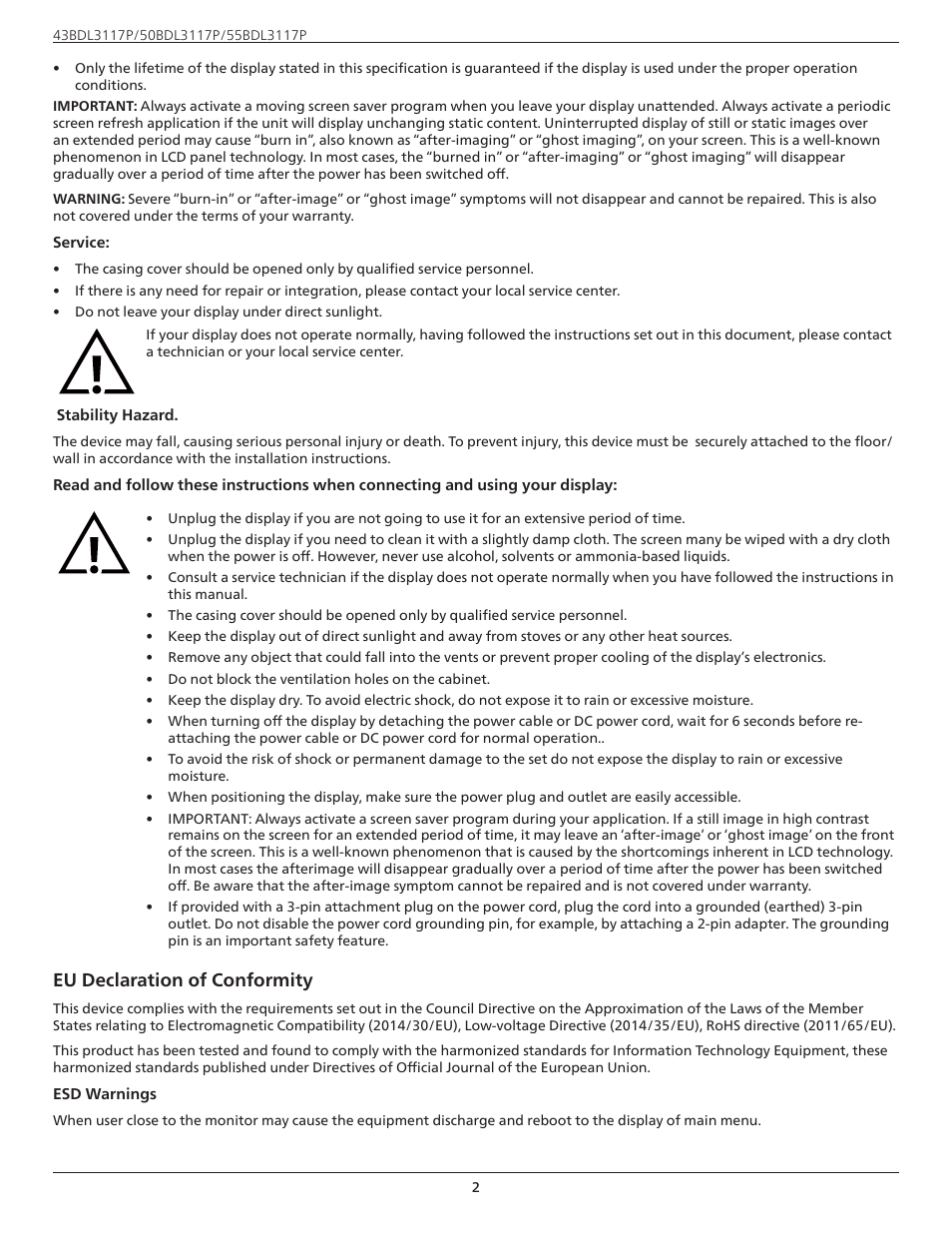 Eu declaration of conformity | Philips P-Line 43" UHD 4K Digital Signage Display User Manual | Page 4 / 47