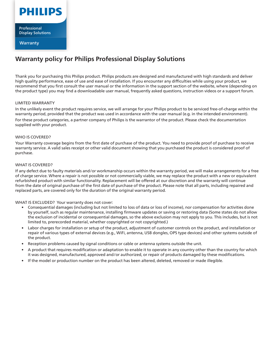 Philips P-Line 43" UHD 4K Digital Signage Display User Manual | Page 44 / 47