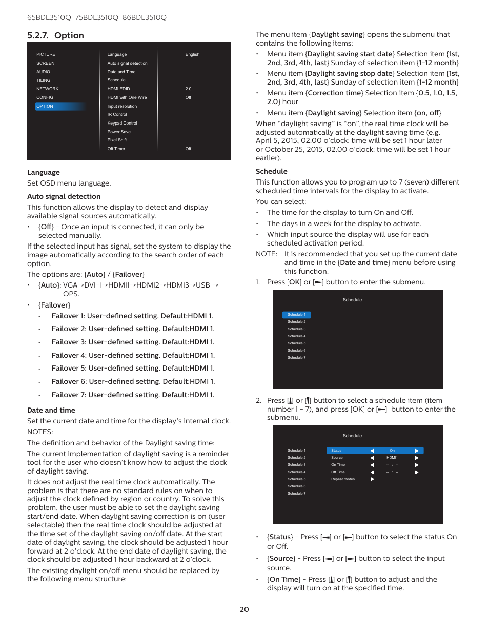 Option | Philips Q-Line 86BDL3510Q 86" 4K Digital Signage Display User Manual | Page 31 / 42