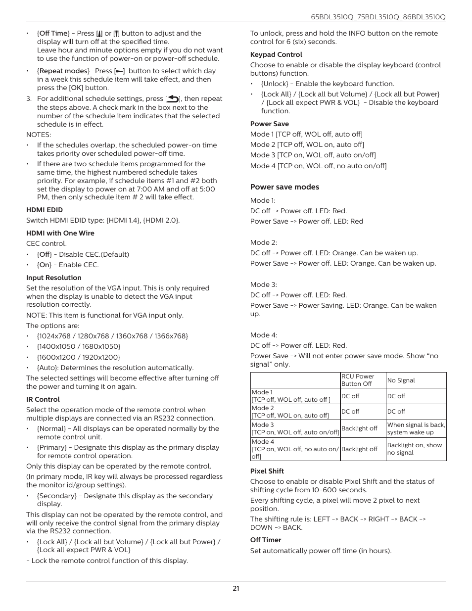 Philips Q-Line 86BDL3510Q 86" 4K Digital Signage Display User Manual | Page 32 / 42