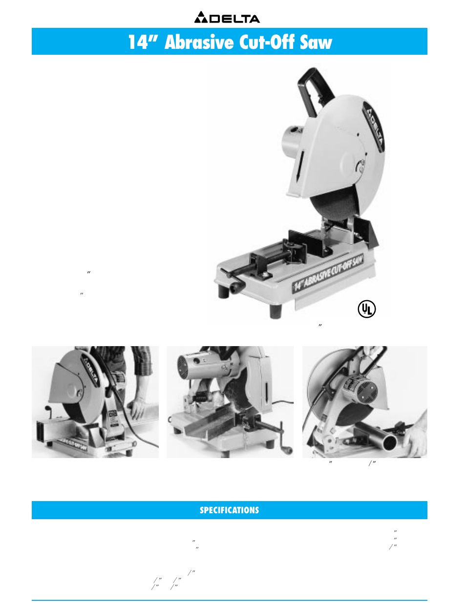 14” abrasive cut-off saw, Specifications | Delta 36-751 User Manual | Page 20 / 30