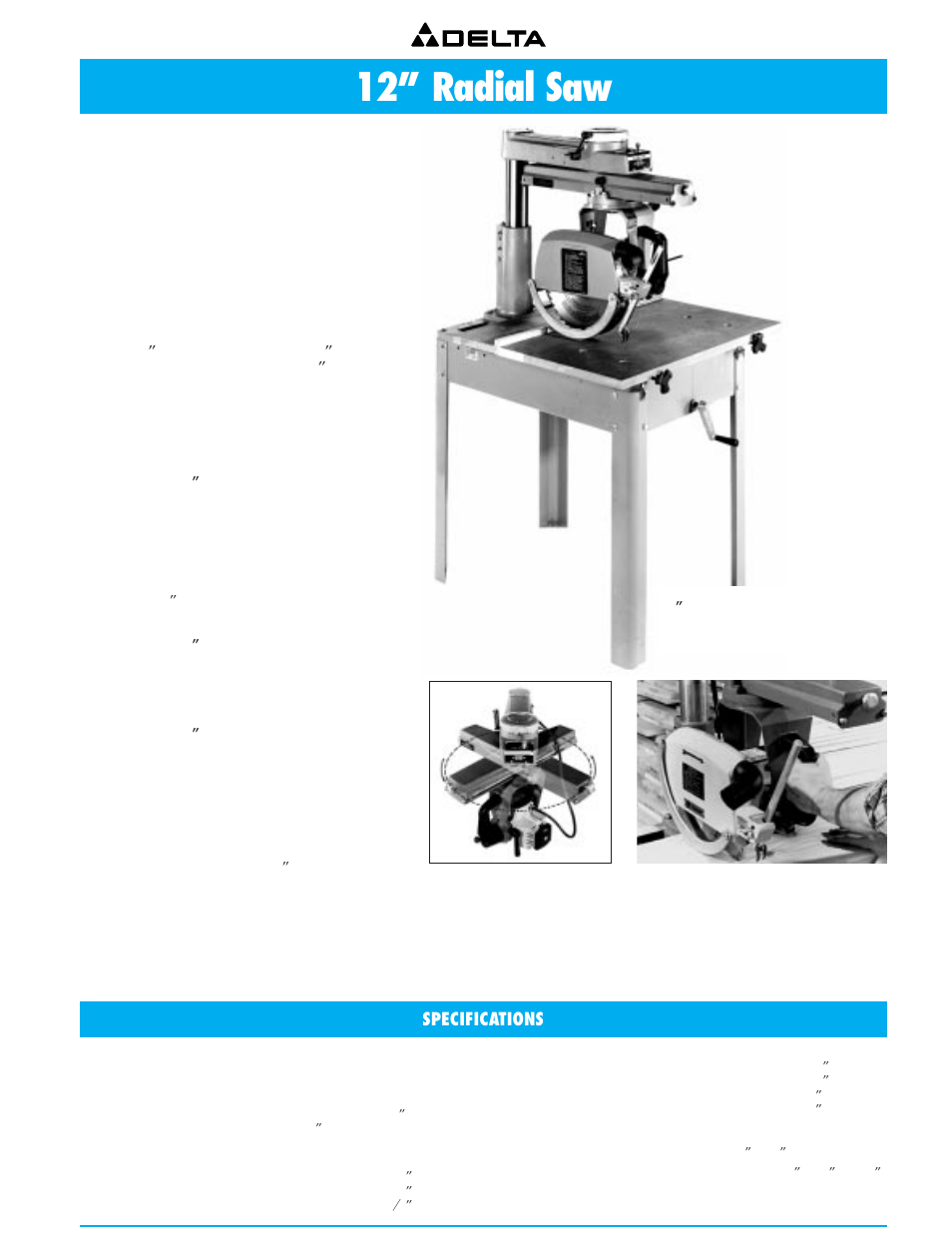 Radial saws, 12” radial saw, Built for capacity with versatility | Specifications | Delta 36-751 User Manual | Page 21 / 30