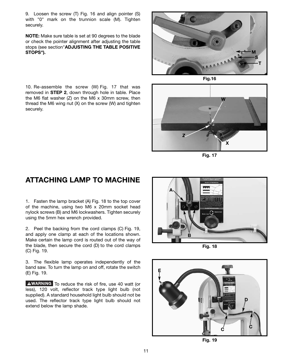 Attaching lamp to machine | Delta BS150LS User Manual | Page 11 / 25