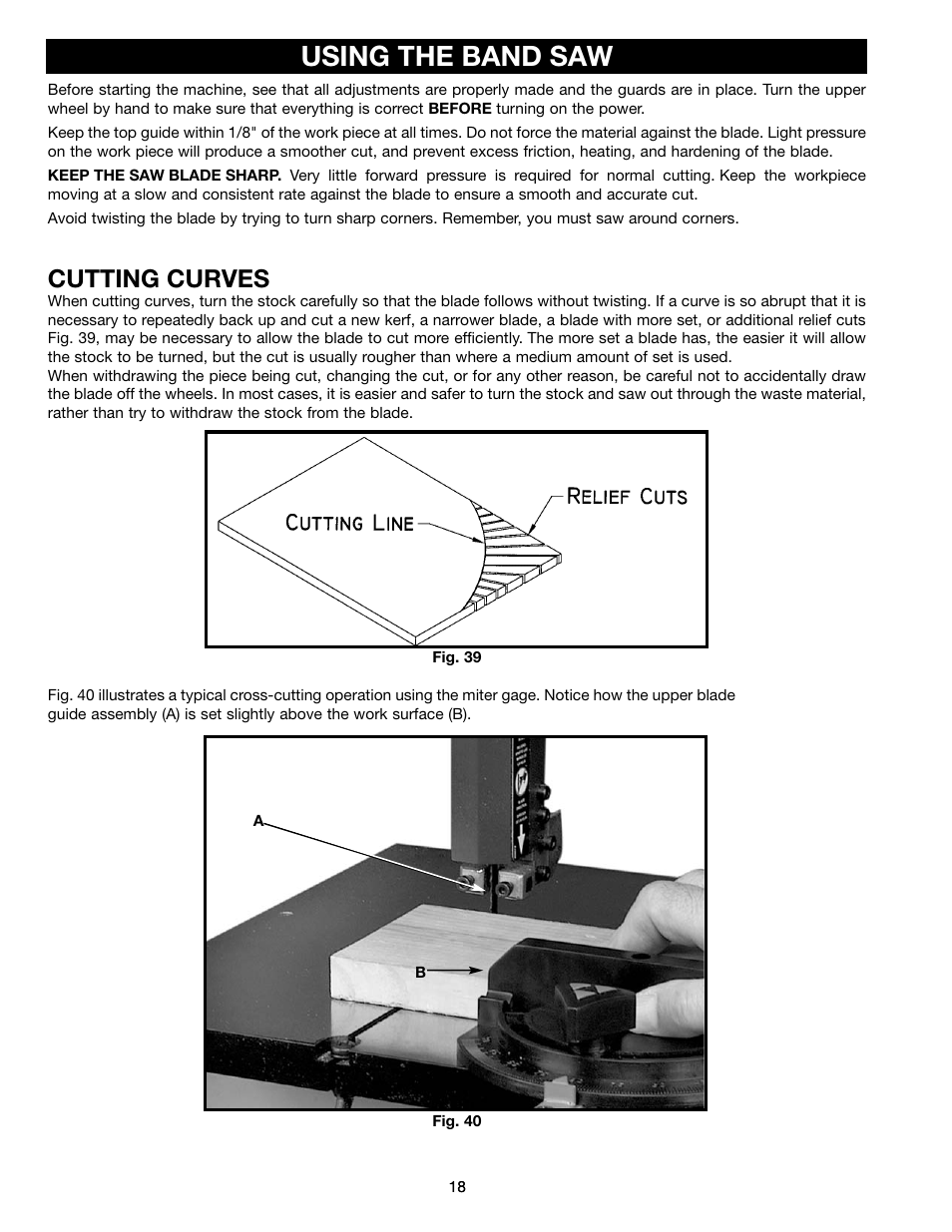 Using the band saw, Cutting curves | Delta BS150LS User Manual | Page 18 / 25