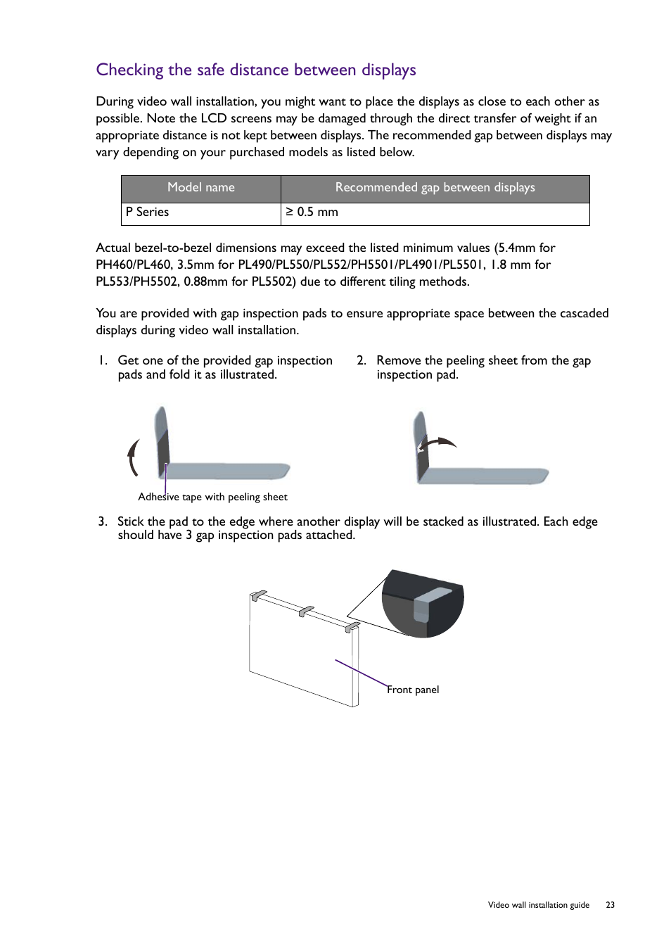 Checking the safe distance between displays | BenQ RM8602K 86" Class 4K UHD Educational Touchscreen LED Display User Manual | Page 23 / 107