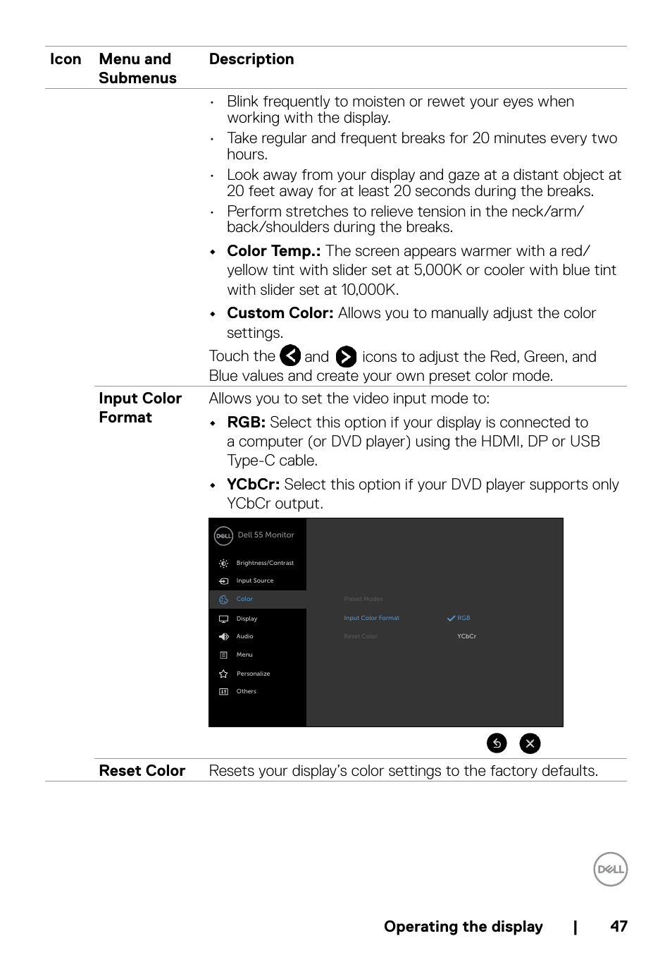 Dell P5524QT 55" UHD 4K Touchscreen Commercial Monitor User Manual | Page 47 / 75