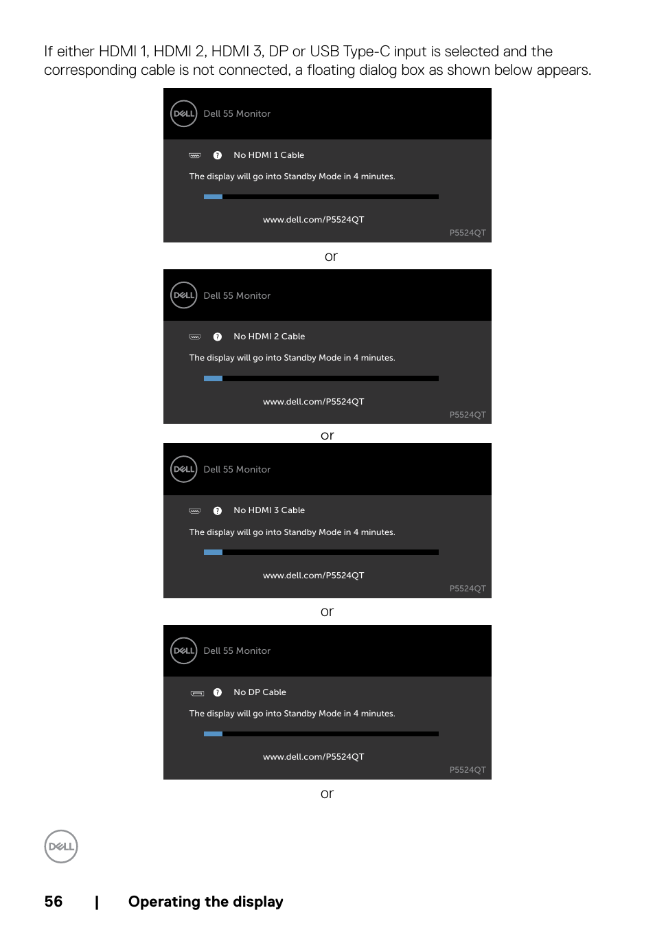 Dell P5524QT 55" UHD 4K Touchscreen Commercial Monitor User Manual | Page 56 / 75