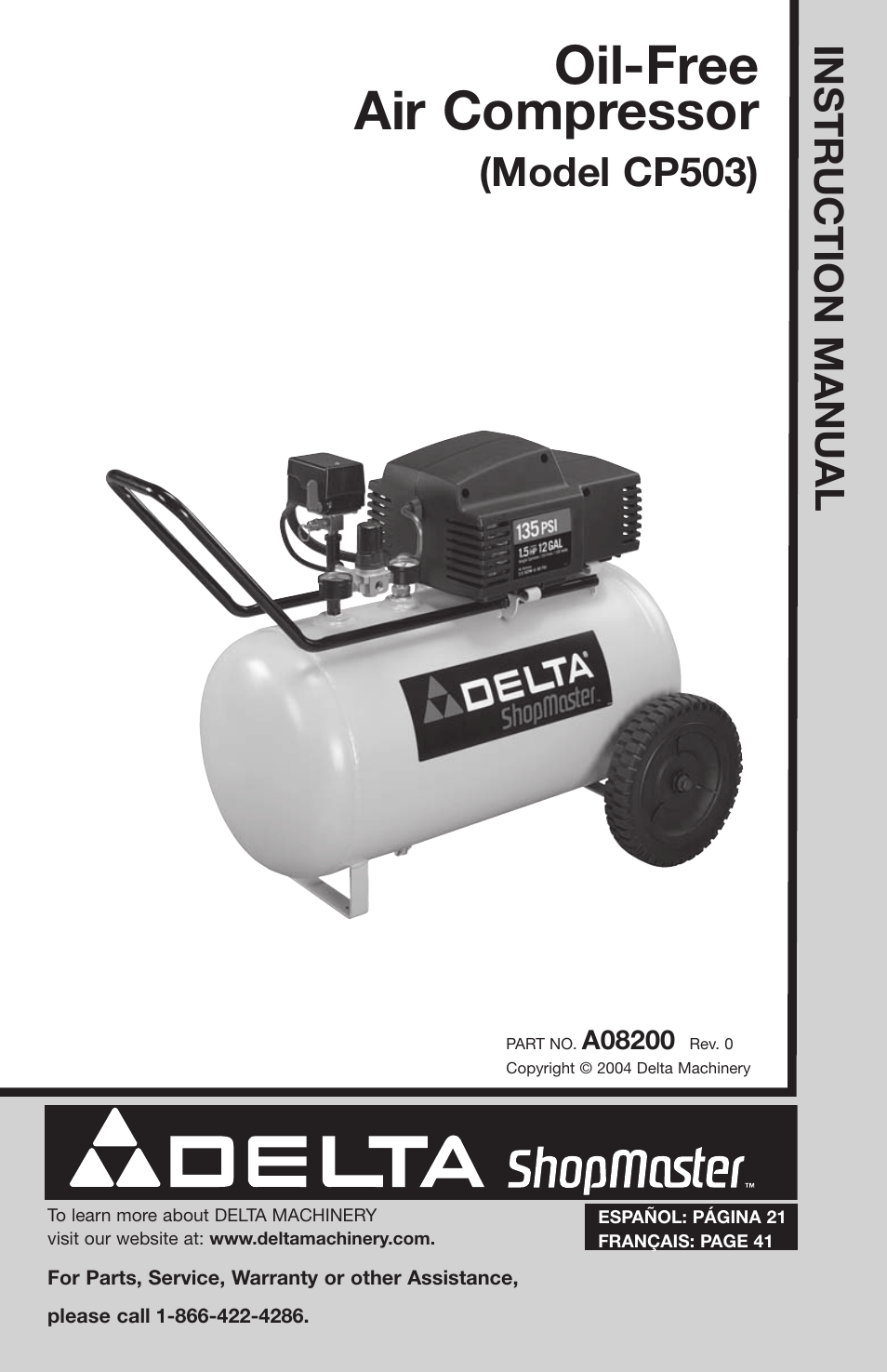 Delta OIL-FREE AIR COMPRESSOR CP503 User Manual | 20 pages