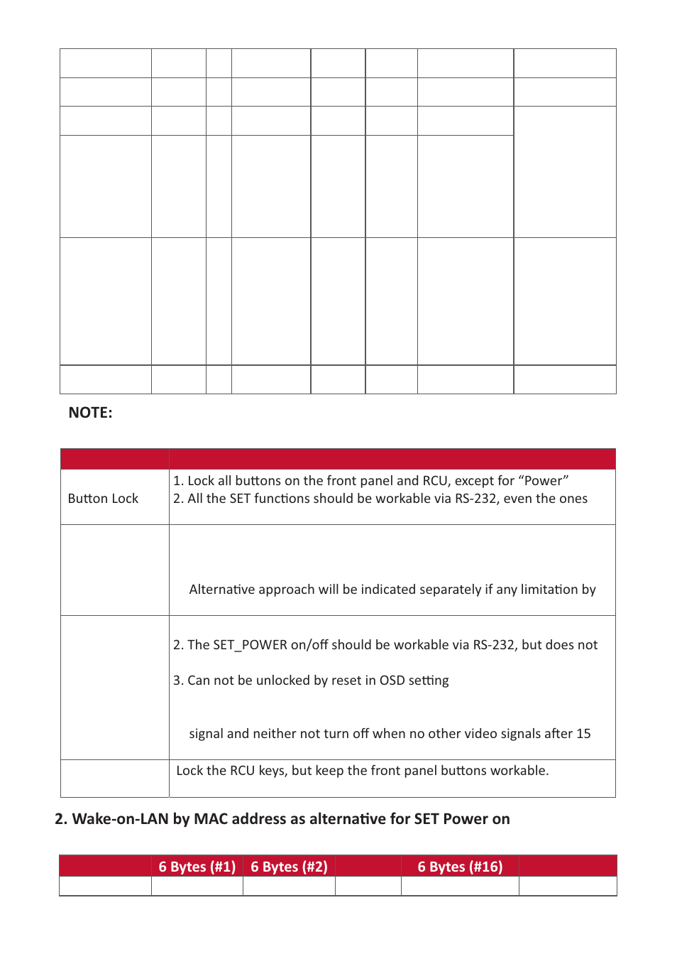 Ekd͗ഩ 1. behavior at lock modes, Lock mode behavior | VIEWSONIC ViewBoard 55" UHD 4K Interactive Display User Manual | Page 109 / 139