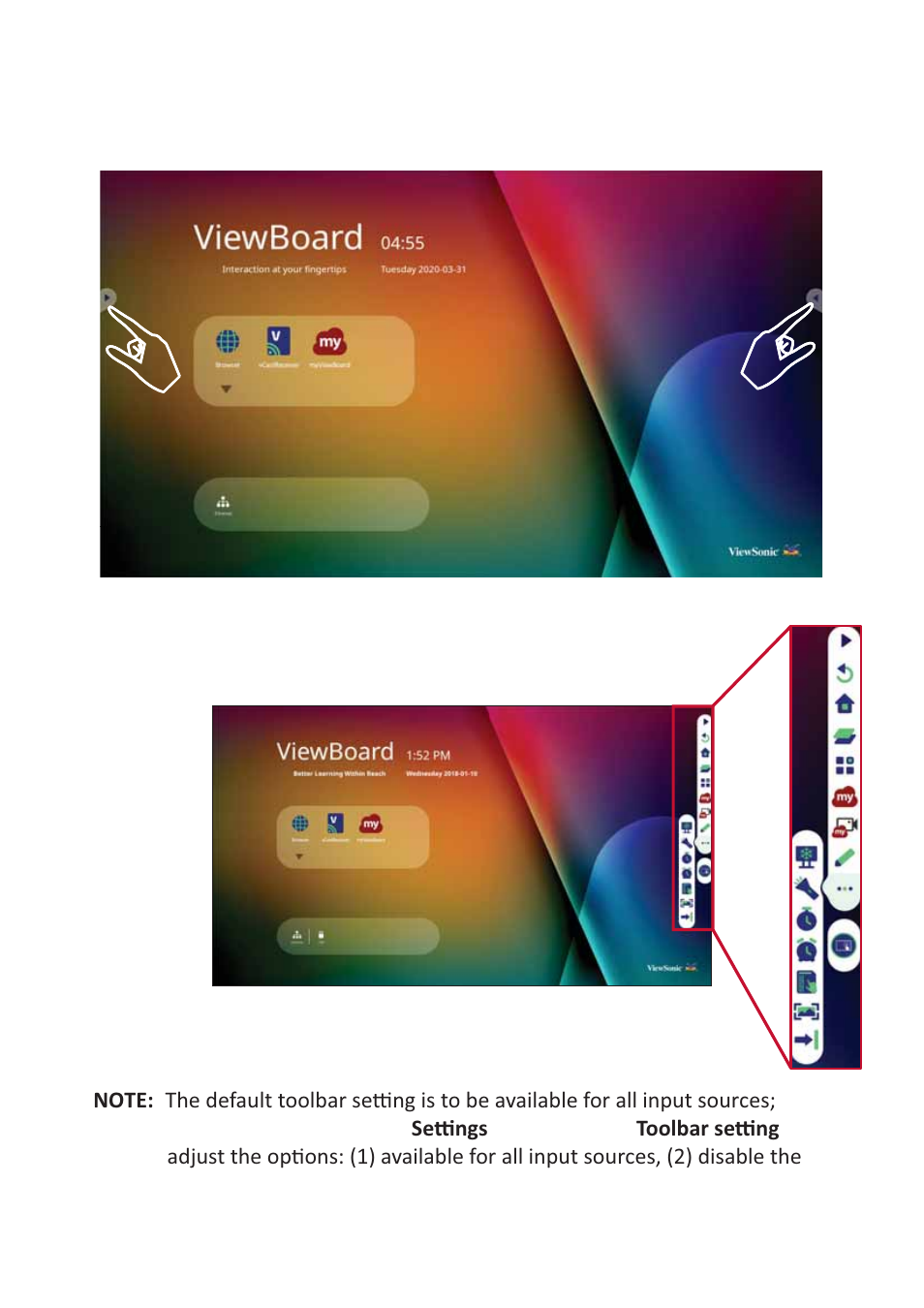 Toolbar | VIEWSONIC ViewBoard 55" UHD 4K Interactive Display User Manual | Page 33 / 139