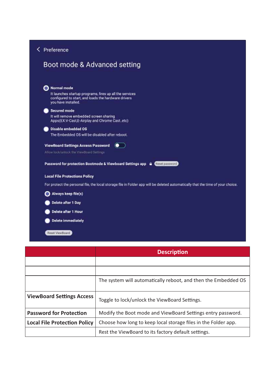 Boot mode | VIEWSONIC ViewBoard 55" UHD 4K Interactive Display User Manual | Page 66 / 139