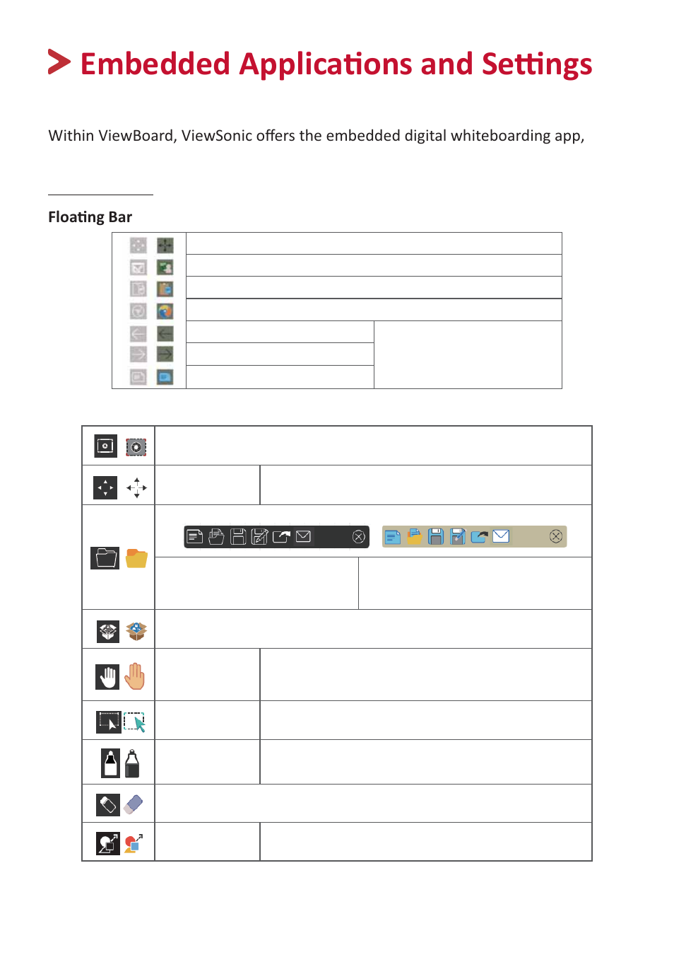 Ŵďğěěğěɖɖůŝđăɵžŷɛăŷě^ğƫŷőɛ, Embedded digital whiteboarding app, Myviewboard | Ůžăɵŷőăƌ, Toolbar | VIEWSONIC ViewBoard 55" UHD 4K Interactive Display User Manual | Page 83 / 139