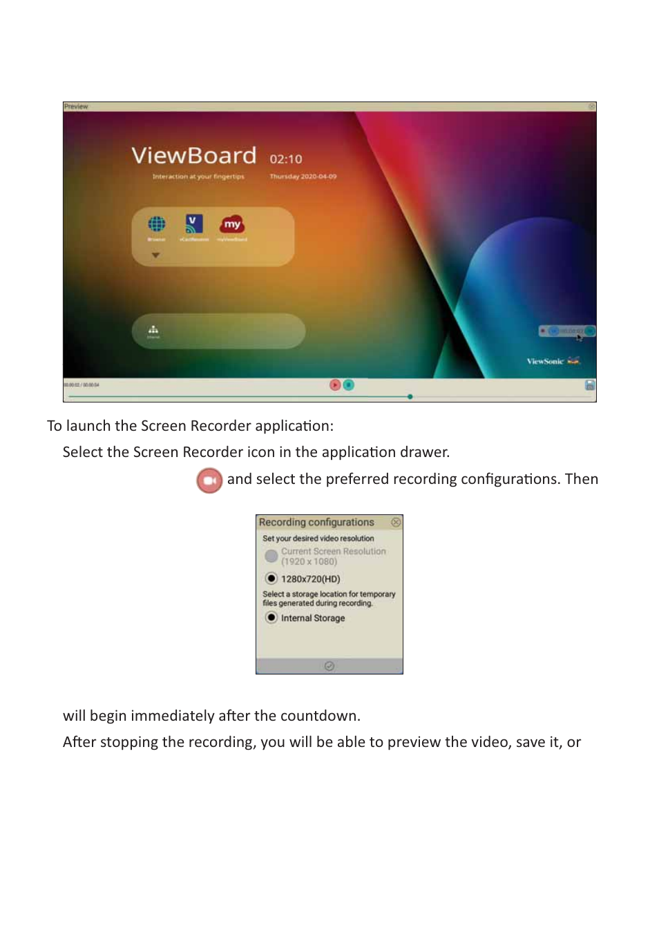 Screen recorder | VIEWSONIC ViewBoard 55" UHD 4K Interactive Display User Manual | Page 89 / 139