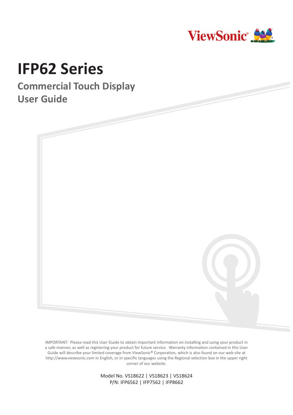 VIEWSONIC ViewBoard IFP8662 86" 4K Interactive Display User Manual | 142 pages