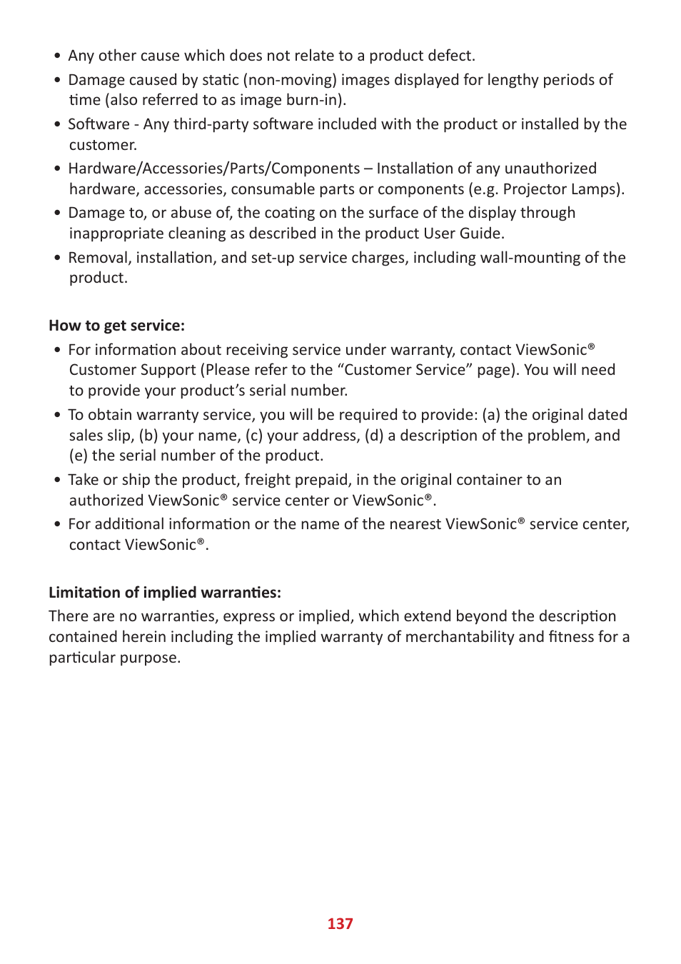 VIEWSONIC ViewBoard IFP8662 86" 4K Interactive Display User Manual | Page 137 / 142