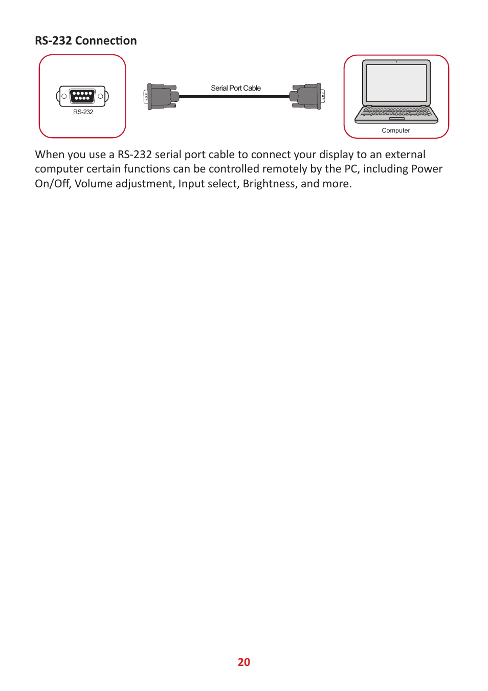 Rs-232 connection | VIEWSONIC ViewBoard IFP8662 86" 4K Interactive Display User Manual | Page 20 / 142