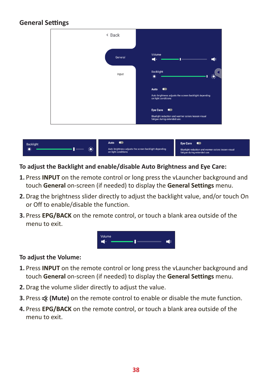 General settings | VIEWSONIC ViewBoard IFP8662 86" 4K Interactive Display User Manual | Page 38 / 142