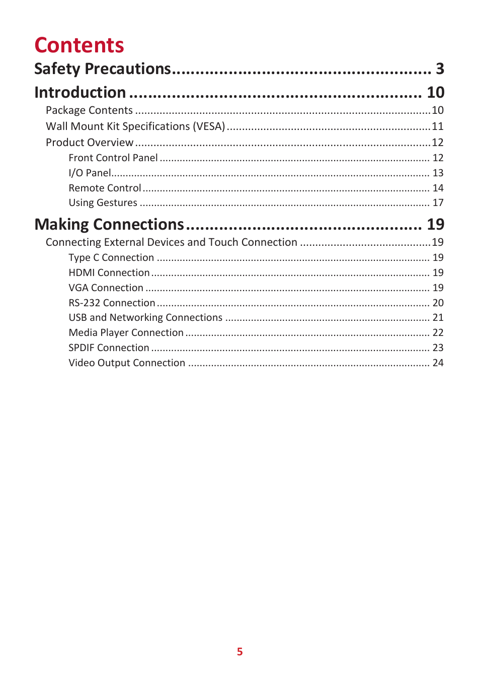 VIEWSONIC ViewBoard IFP8662 86" 4K Interactive Display User Manual | Page 5 / 142