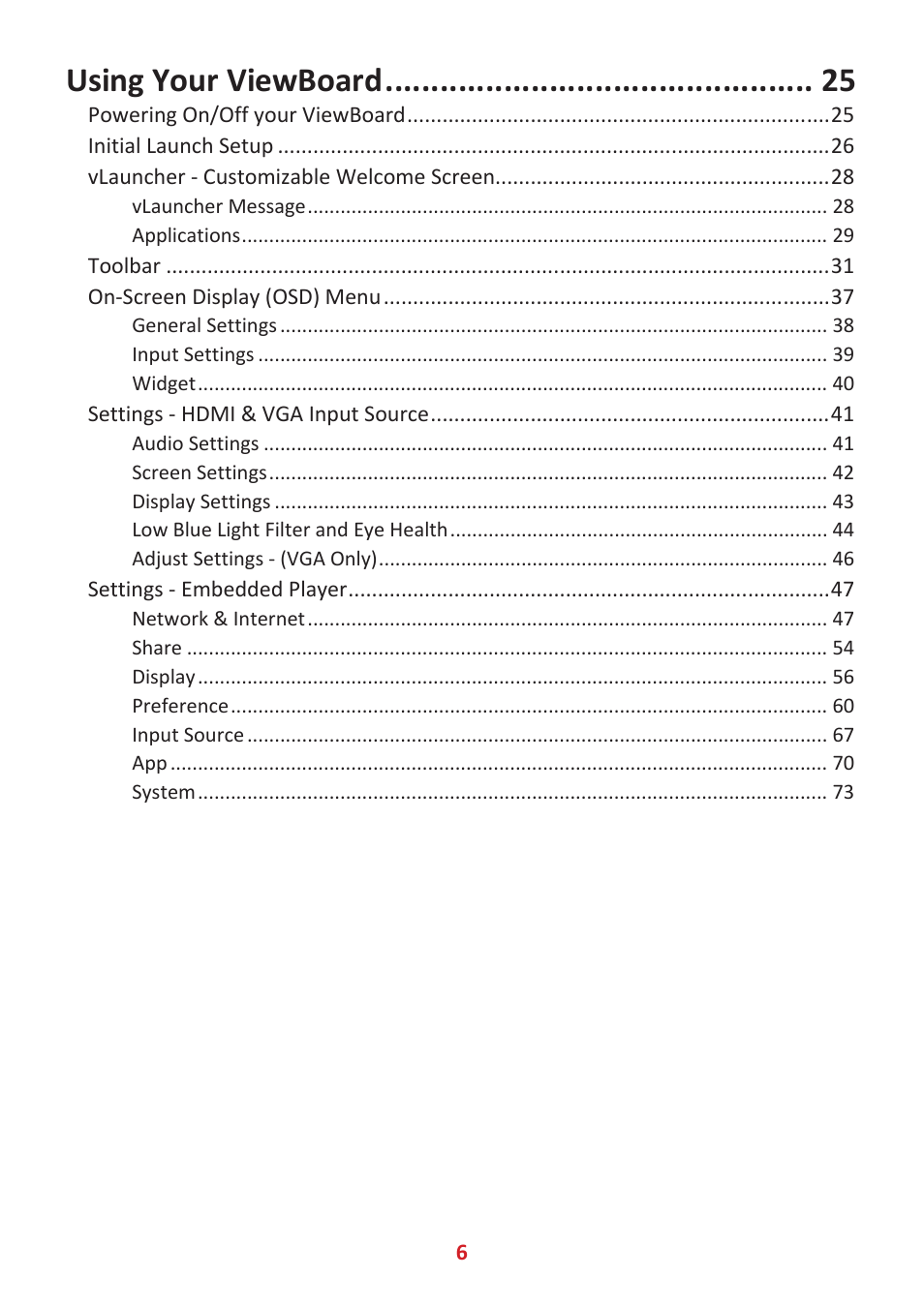 Using your viewboard | VIEWSONIC ViewBoard IFP8662 86" 4K Interactive Display User Manual | Page 6 / 142
