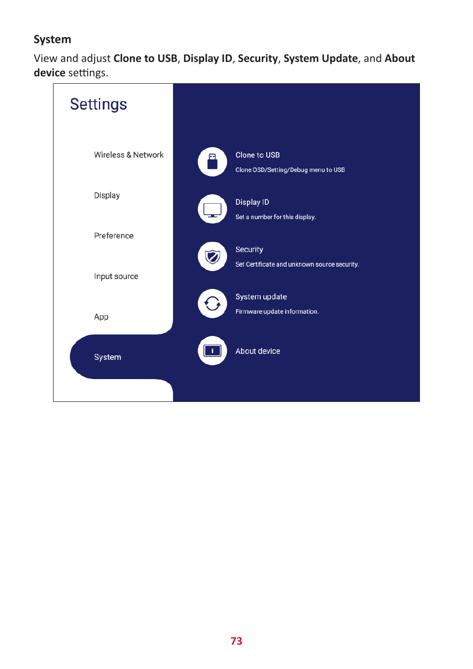 System | VIEWSONIC ViewBoard IFP8662 86" 4K Interactive Display User Manual | Page 73 / 142