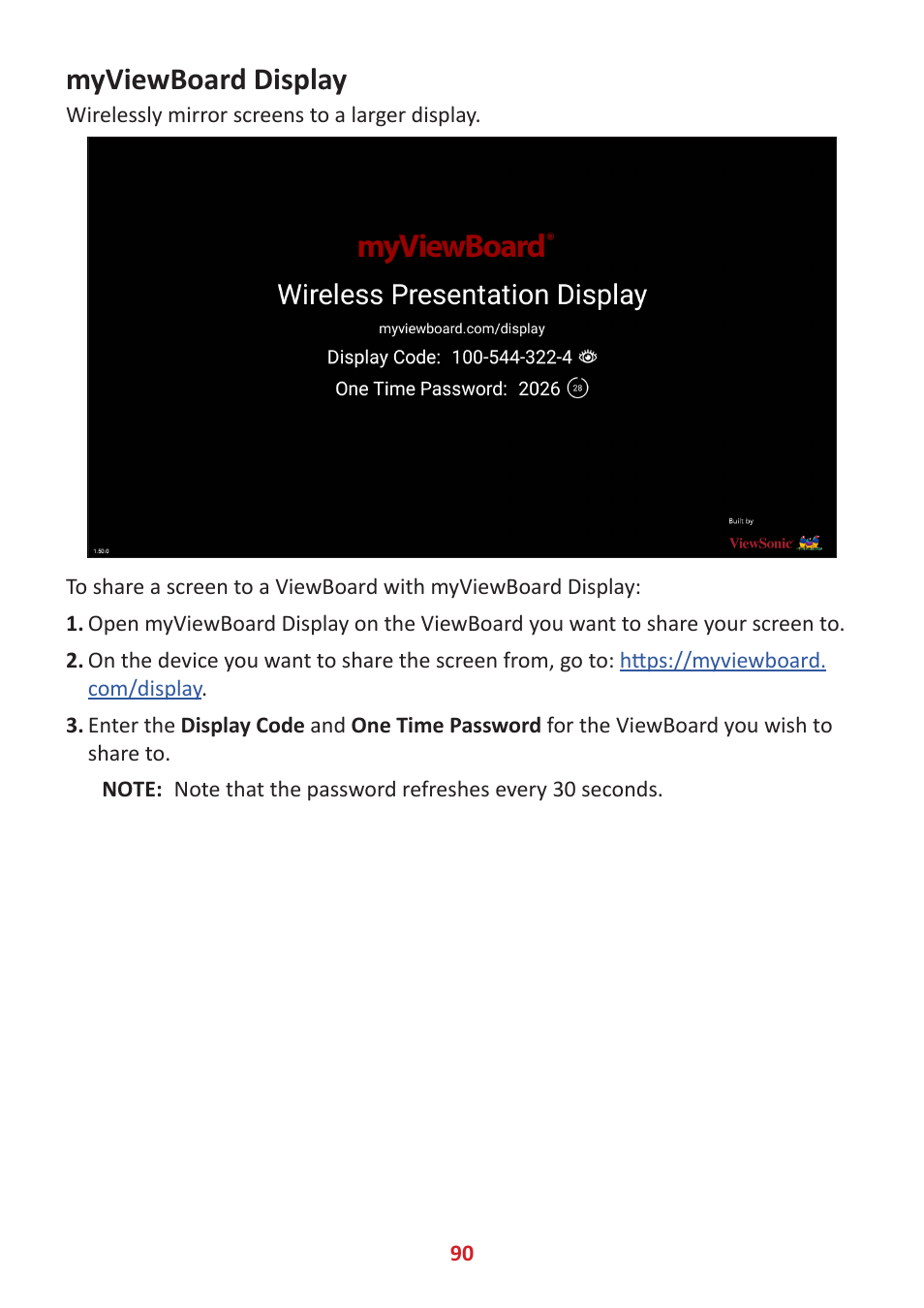 Myviewboard display | VIEWSONIC ViewBoard IFP8662 86" 4K Interactive Display User Manual | Page 90 / 142