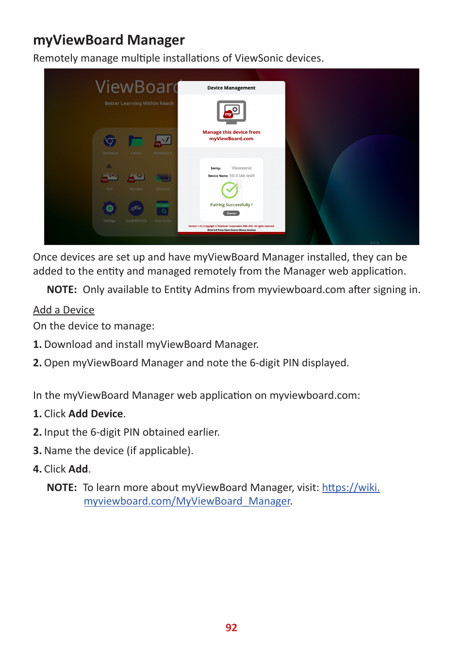 Myviewboard manager | VIEWSONIC ViewBoard IFP8662 86" 4K Interactive Display User Manual | Page 92 / 142