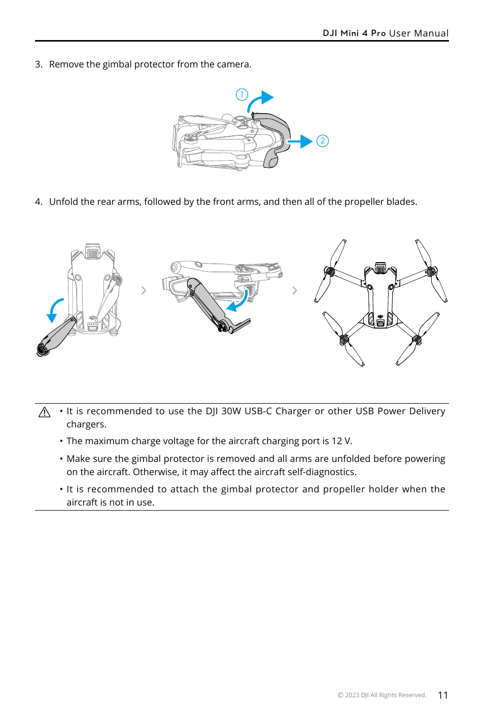 DJI Mini 4 Pro Drone Fly More Combo Plus with RC 2 Controller User Manual | Page 11 / 116